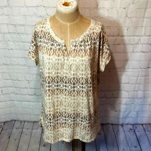 ST JOHNS BAY PATTERNED OMBRE BLOUSE SZ L